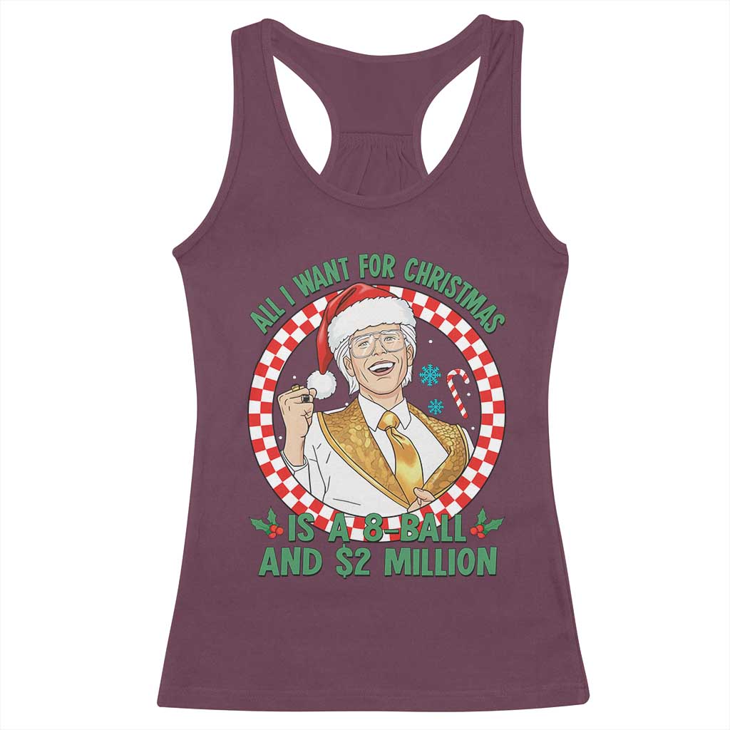 Funny Christmas Wish Billy Meme Racerback Tank Top A 8 Ball and 2 Million Dollars Baby Uncle Santa Hat - Wonder Print Shop