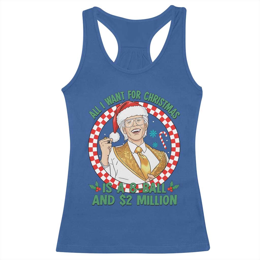 Funny Christmas Wish Billy Meme Racerback Tank Top A 8 Ball and 2 Million Dollars Baby Uncle Santa Hat - Wonder Print Shop