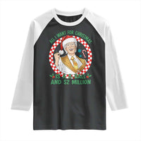 Funny Christmas Wish Billy Meme Raglan Shirt A 8 Ball and 2 Million Dollars Baby Uncle Santa Hat - Wonder Print Shop