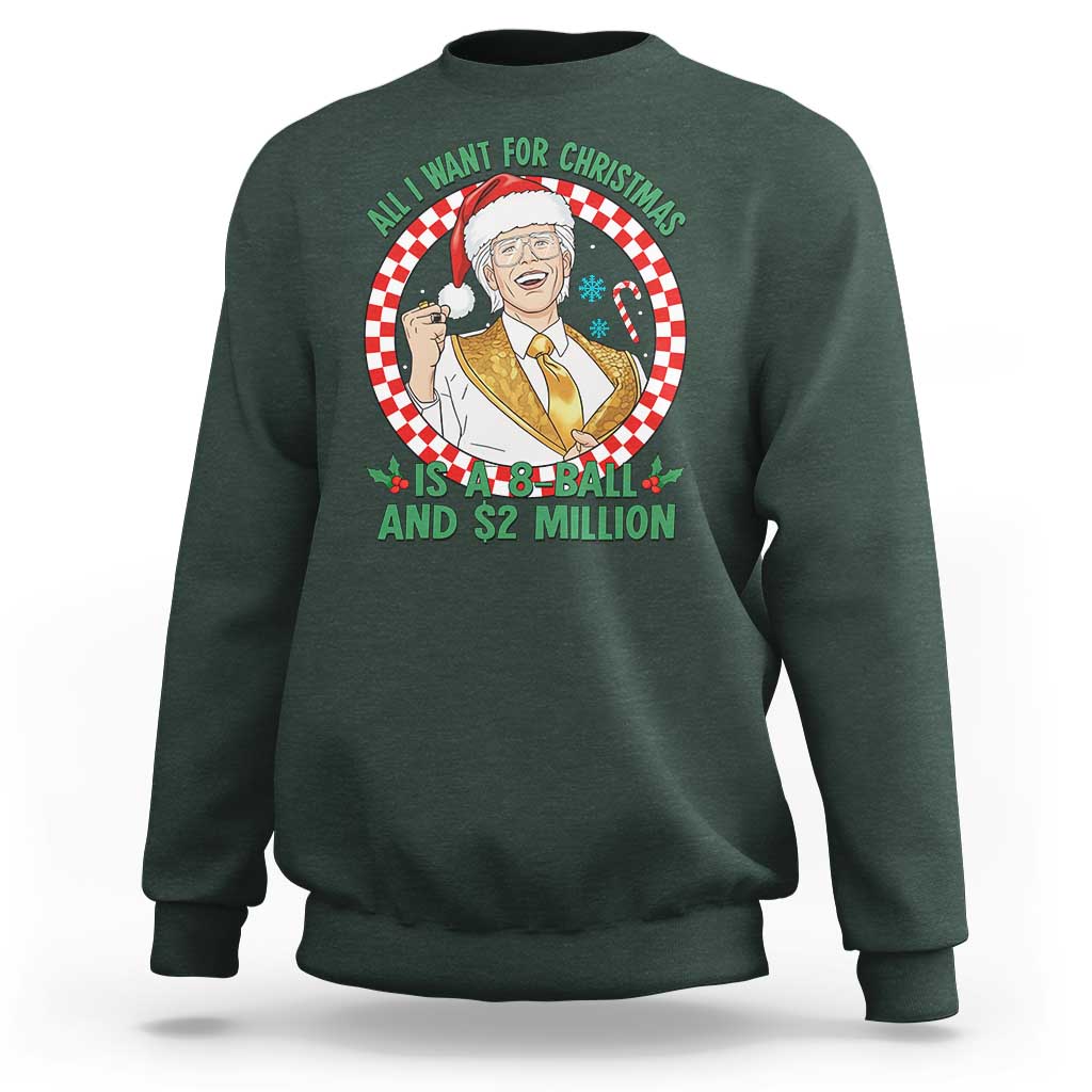 Funny Christmas Wish Billy Meme Sweatshirt A 8 Ball and 2 Million Dollars Baby Uncle Santa Hat - Wonder Print Shop