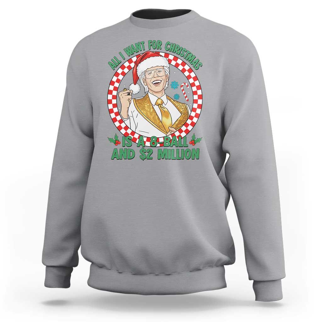 Funny Christmas Wish Billy Meme Sweatshirt A 8 Ball and 2 Million Dollars Baby Uncle Santa Hat - Wonder Print Shop