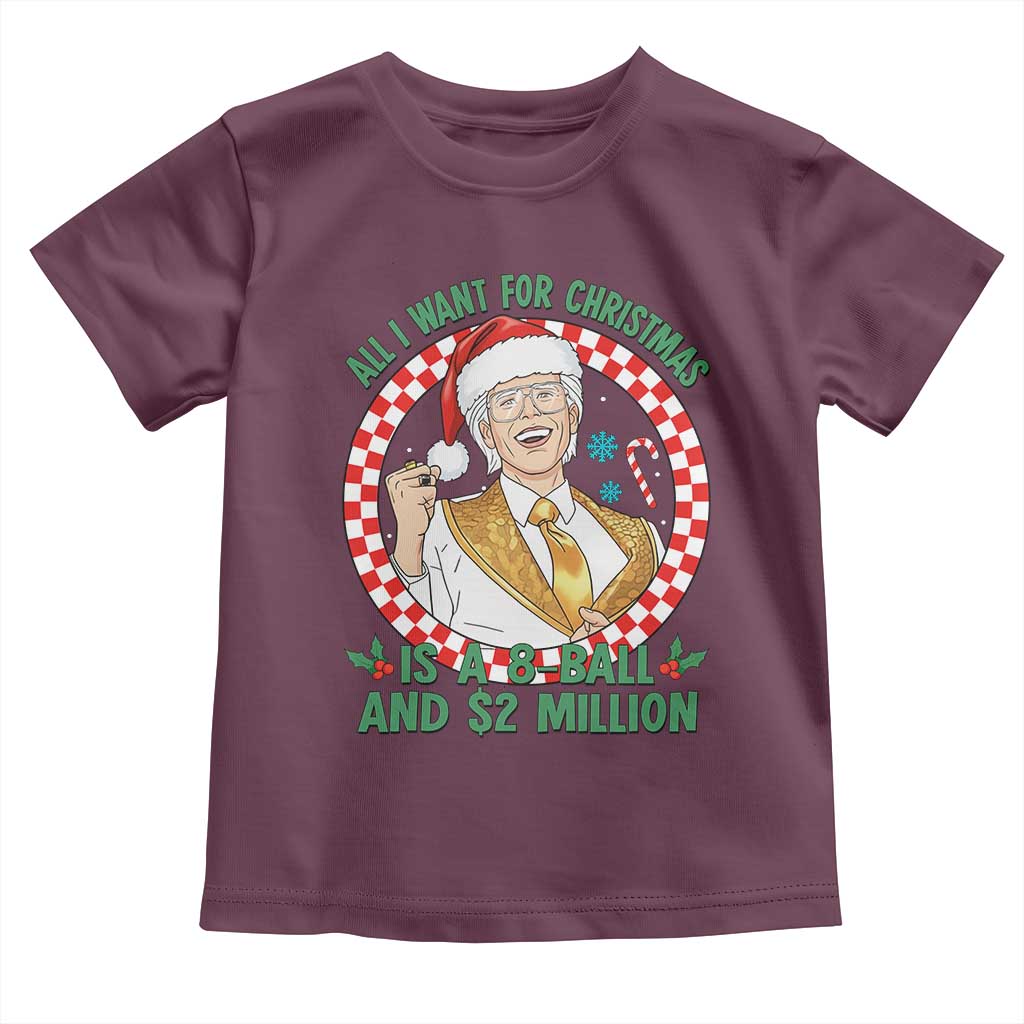 Funny Christmas Wish Billy Meme Toddler T Shirt A 8 Ball and 2 Million Dollars Baby Uncle Santa Hat - Wonder Print Shop