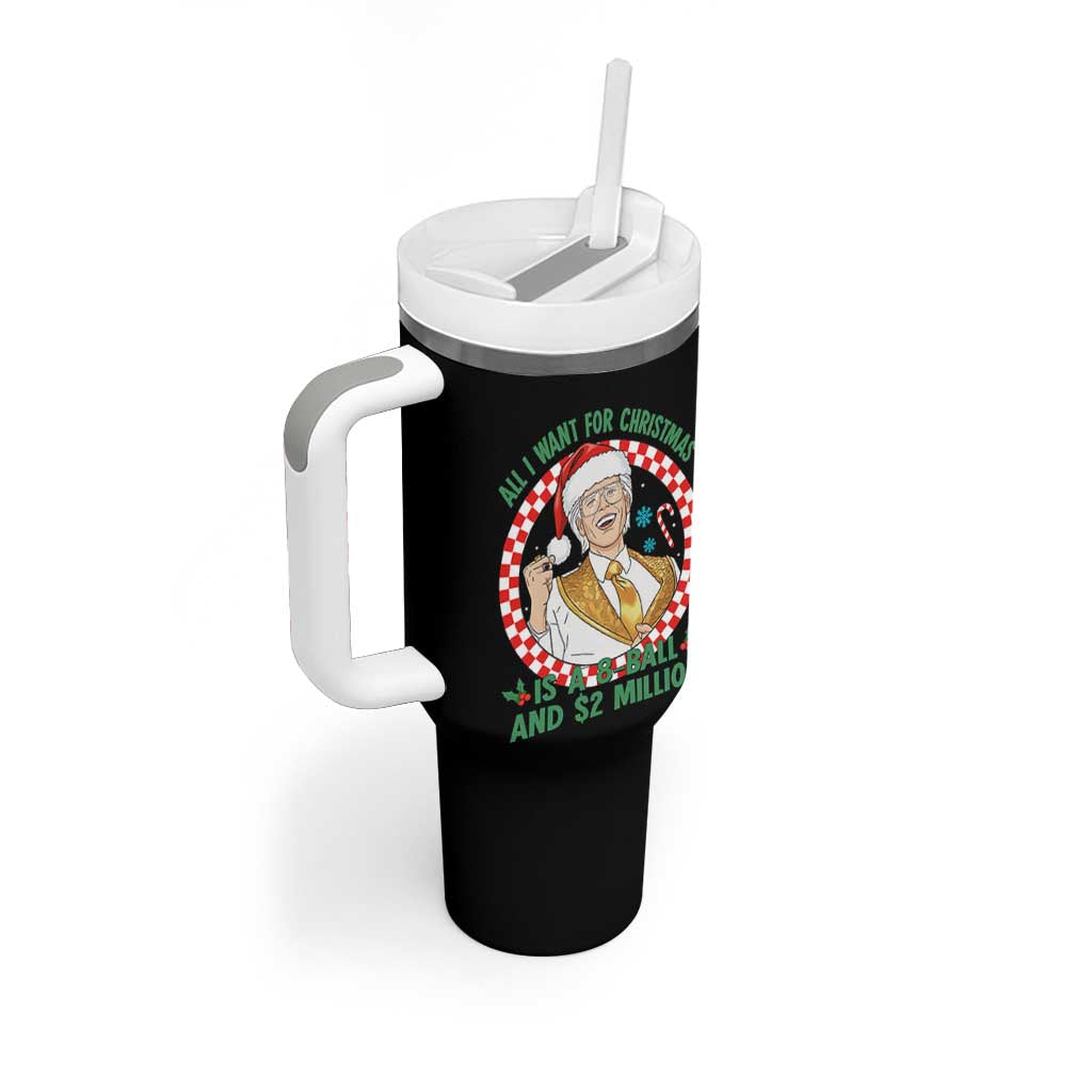 Funny Christmas Wish Billy Meme Tumbler With Handle A 8 Ball and 2 Million Dollars Baby Uncle Santa Hat - Wonder Print Shop