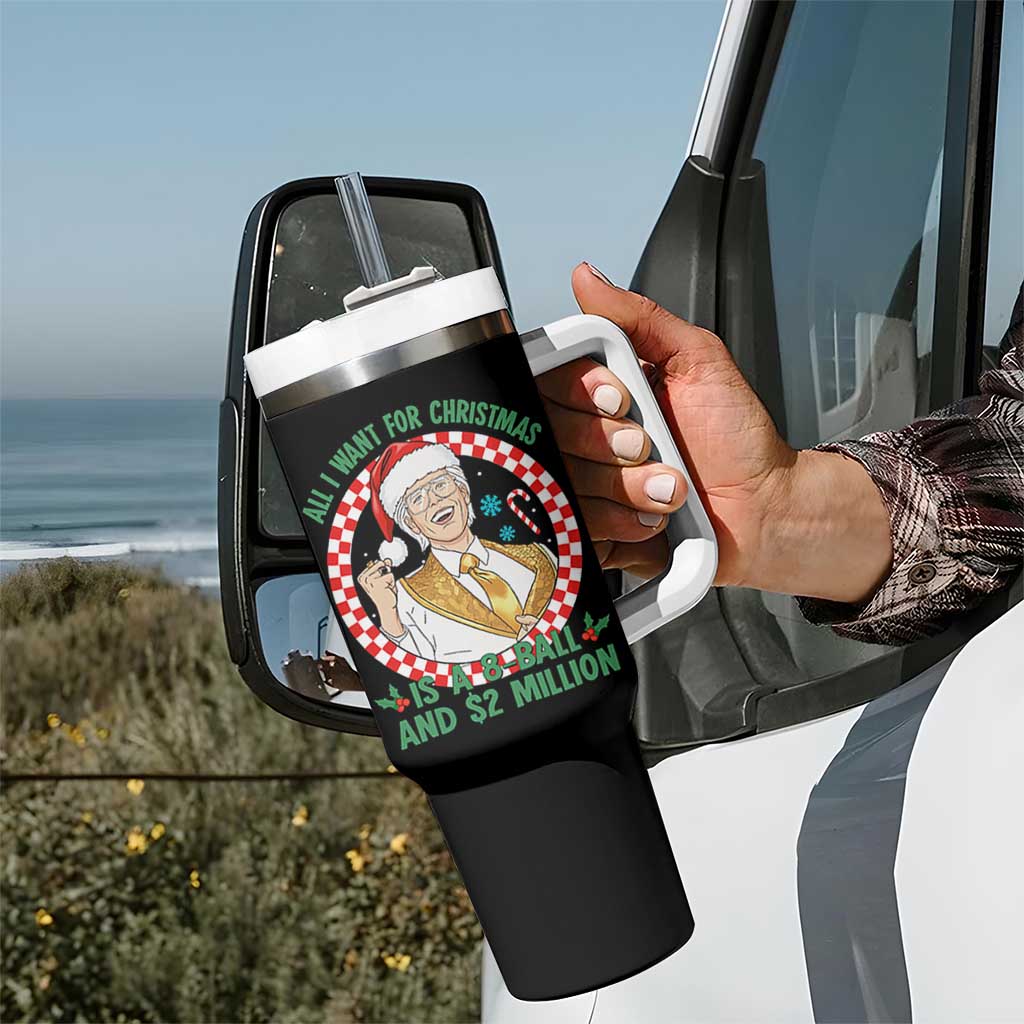 Funny Christmas Wish Billy Meme Tumbler With Handle A 8 Ball and 2 Million Dollars Baby Uncle Santa Hat - Wonder Print Shop