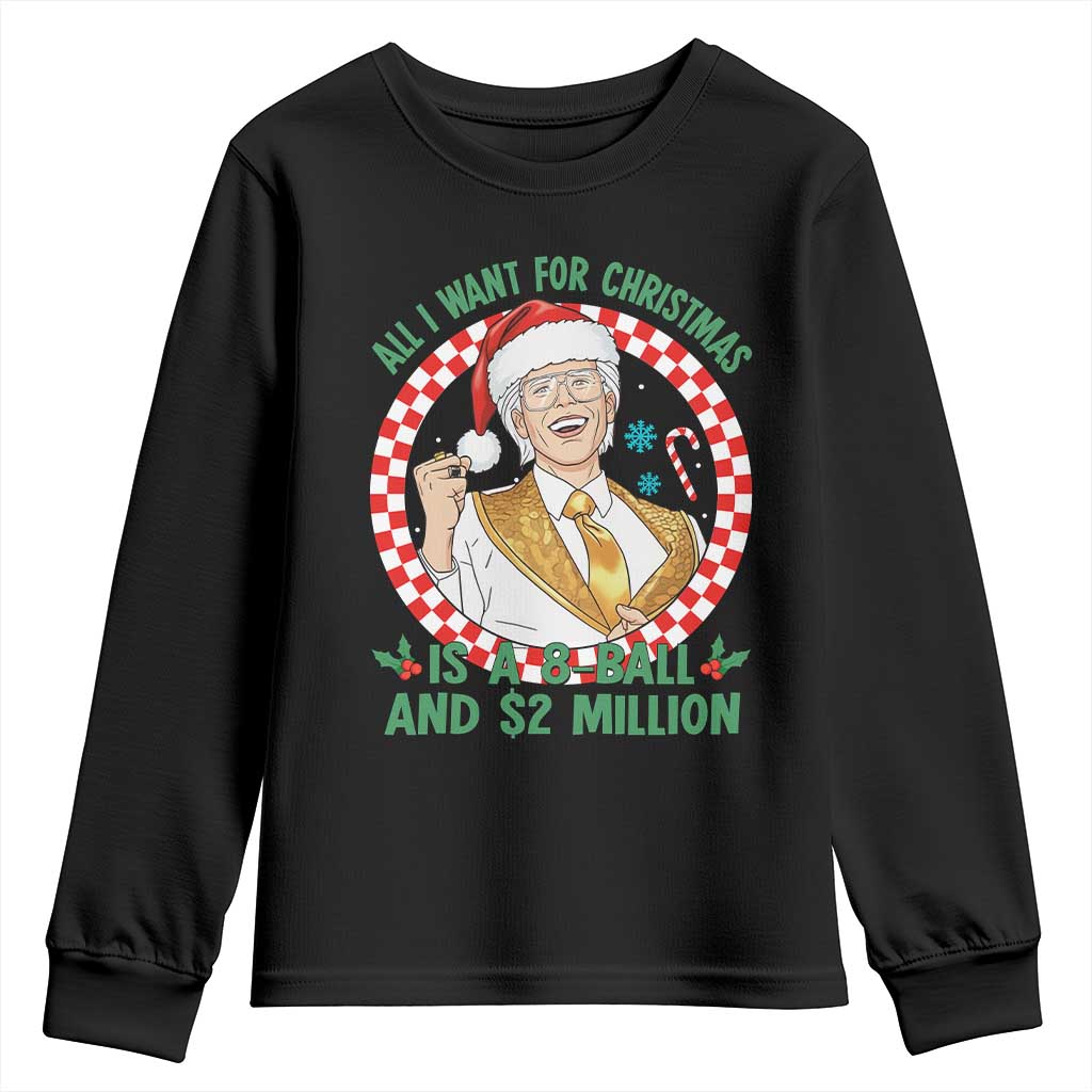 Funny Christmas Wish Billy Meme Youth Sweatshirt A 8 Ball and 2 Million Dollars Baby Uncle Santa Hat - Wonder Print Shop