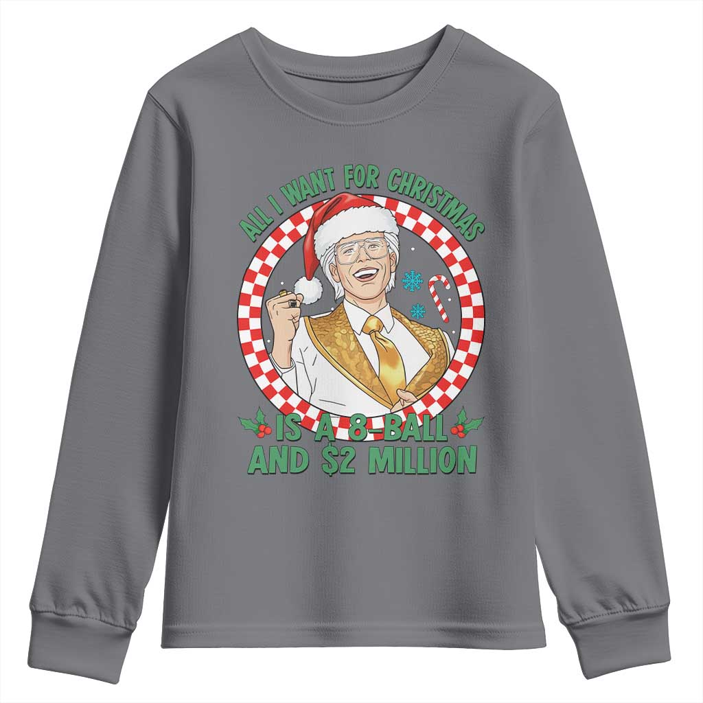 Funny Christmas Wish Billy Meme Youth Sweatshirt A 8 Ball and 2 Million Dollars Baby Uncle Santa Hat - Wonder Print Shop
