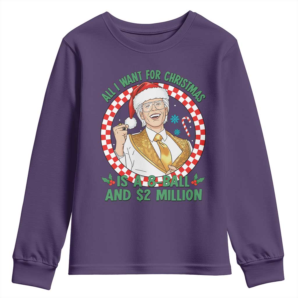 Funny Christmas Wish Billy Meme Youth Sweatshirt A 8 Ball and 2 Million Dollars Baby Uncle Santa Hat - Wonder Print Shop