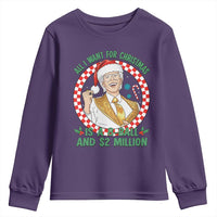 Funny Christmas Wish Billy Meme Youth Sweatshirt A 8 Ball and 2 Million Dollars Baby Uncle Santa Hat - Wonder Print Shop