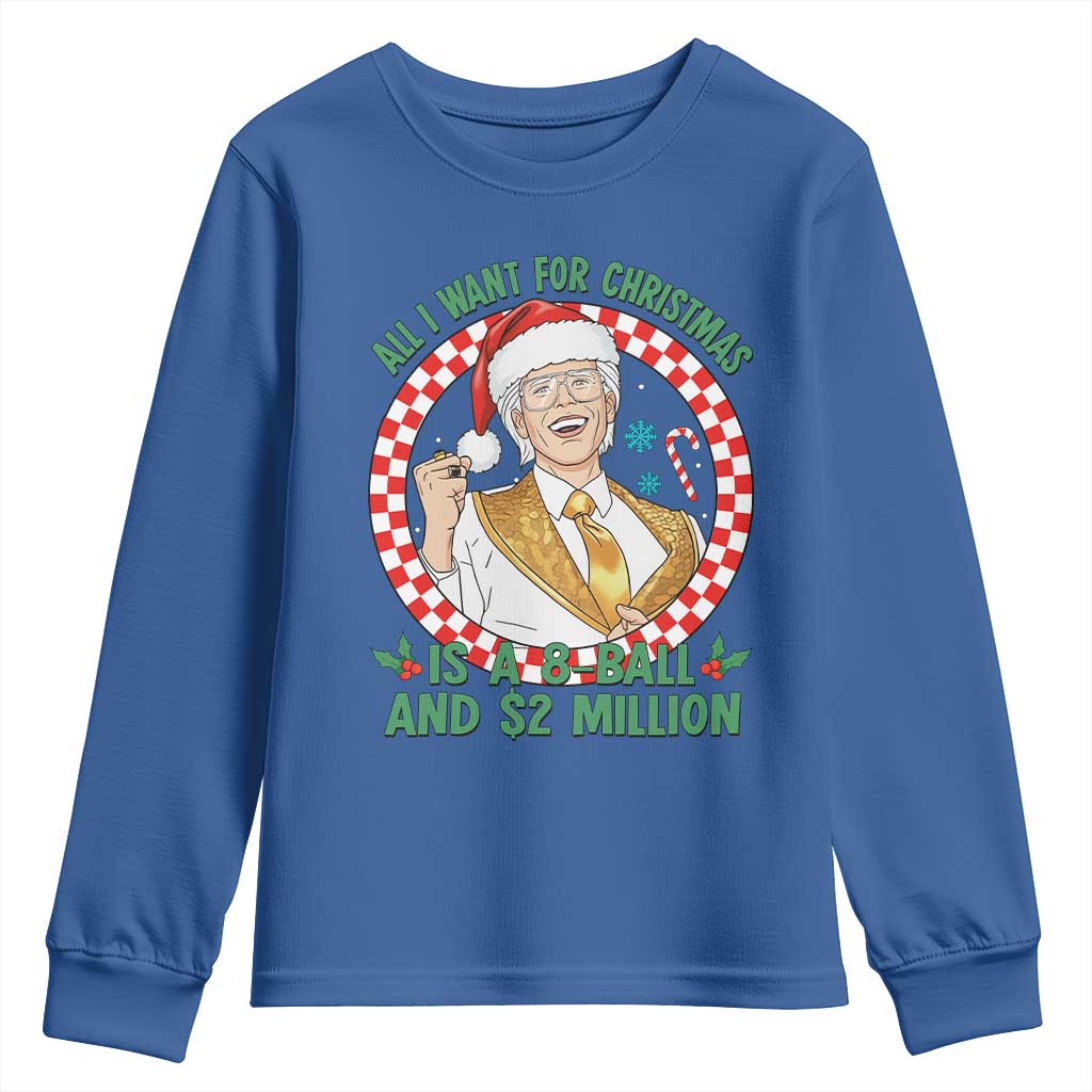 Funny Christmas Wish Billy Meme Youth Sweatshirt A 8 Ball and 2 Million Dollars Baby Uncle Santa Hat - Wonder Print Shop