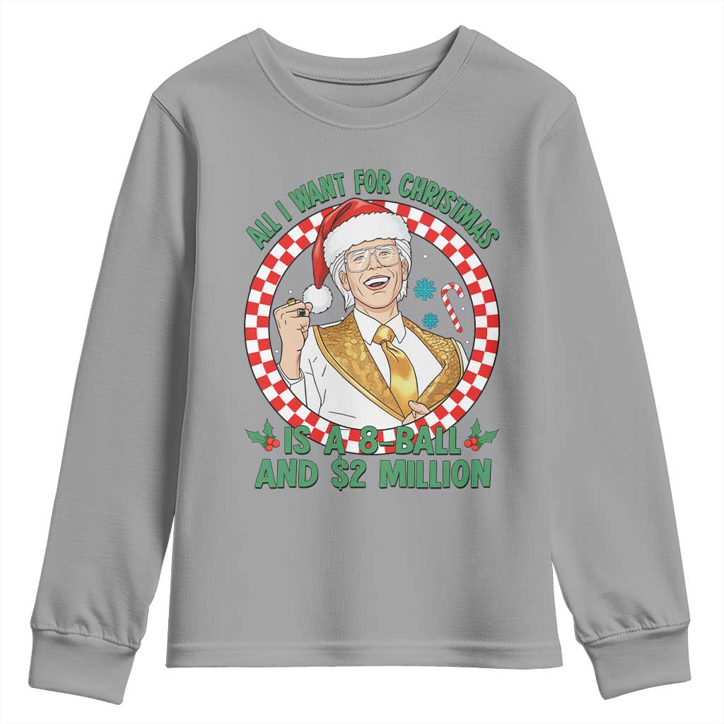 Funny Christmas Wish Billy Meme Youth Sweatshirt A 8 Ball and 2 Million Dollars Baby Uncle Santa Hat - Wonder Print Shop
