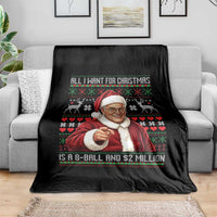 Funny Christmas Wish Billy Meme Throw Blanket A 8 Ball and 2 Million Dollars Baby Uncle Cosplay Santa - Wonder Print Shop