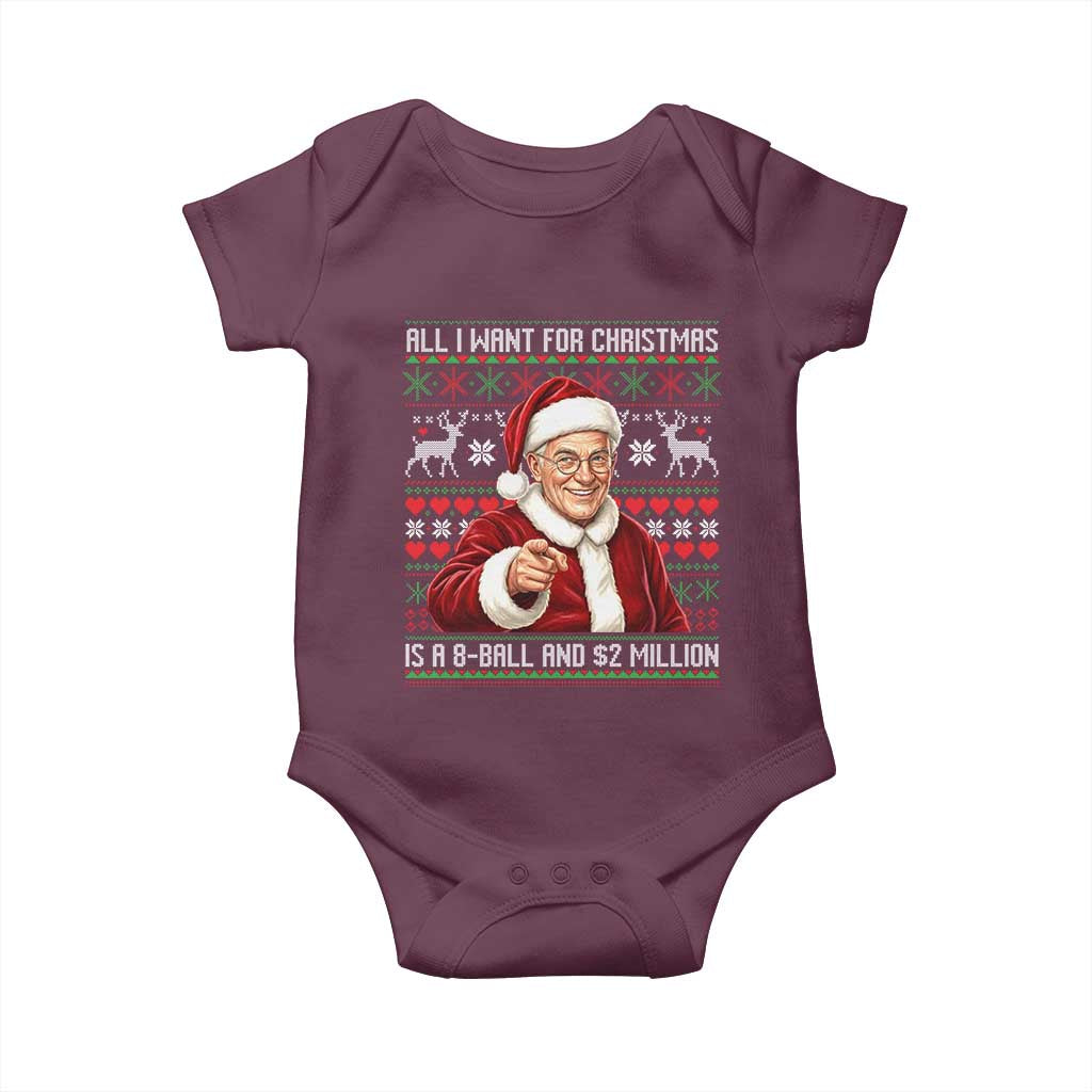 Funny Christmas Wish Billy Meme Baby Onesie A 8 Ball and 2 Million Dollars Baby Uncle Cosplay Santa - Wonder Print Shop
