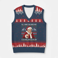Funny Xmas Wish Billy Meme V-Neck Knit Sweater Vest A 8 Ball and 2 Million Dollars Baby Uncle Cosplay Santa - Wonder Print Shop