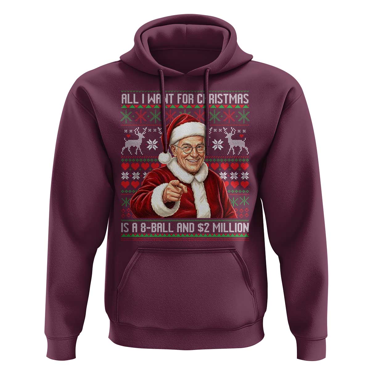 Funny Christmas Wish Billy Meme Hoodie A 8 Ball and 2 Million Dollars Baby Uncle Cosplay Santa - Wonder Print Shop