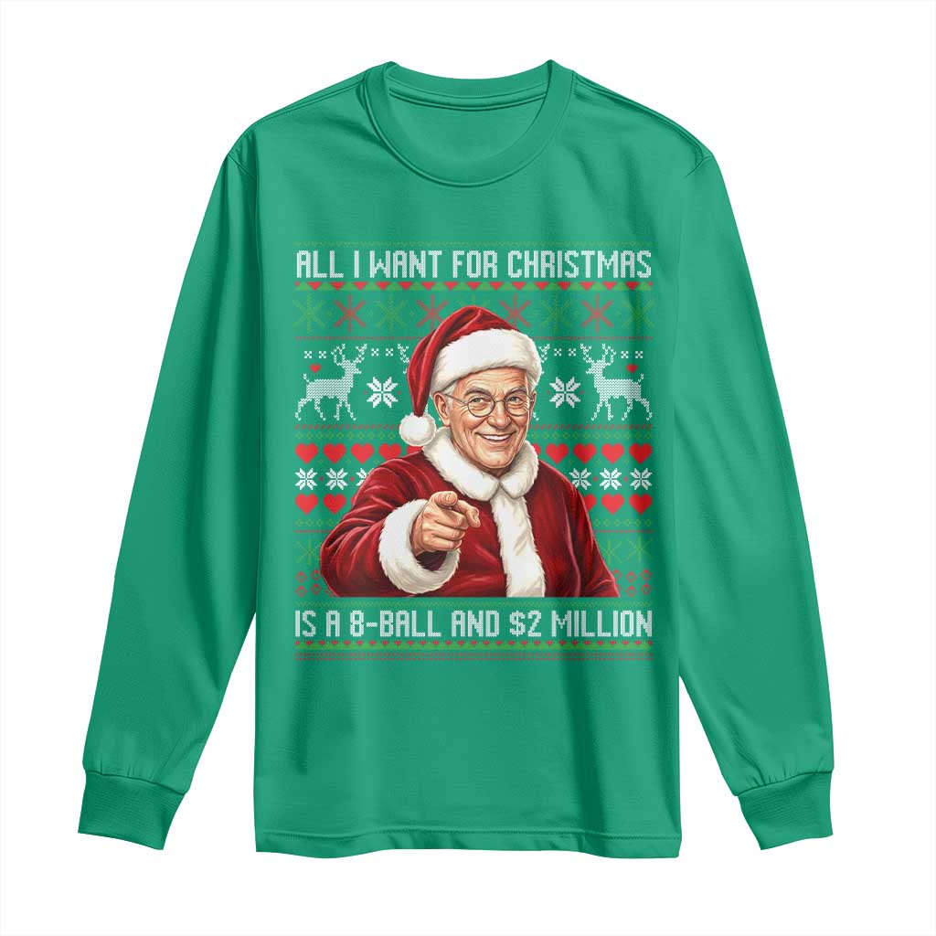 Funny Christmas Wish Billy Meme Long Sleeve Shirt A 8 Ball and 2 Million Dollars Baby Uncle Cosplay Santa - Wonder Print Shop