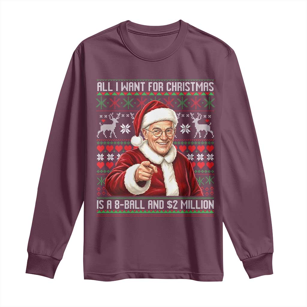 Funny Christmas Wish Billy Meme Long Sleeve Shirt A 8 Ball and 2 Million Dollars Baby Uncle Cosplay Santa - Wonder Print Shop