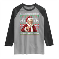 Funny Christmas Wish Billy Meme Raglan Shirt A 8 Ball and 2 Million Dollars Baby Uncle Cosplay Santa - Wonder Print Shop