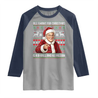 Funny Christmas Wish Billy Meme Raglan Shirt A 8 Ball and 2 Million Dollars Baby Uncle Cosplay Santa - Wonder Print Shop