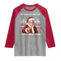 Funny Christmas Wish Billy Meme Raglan Shirt A 8 Ball and 2 Million Dollars Baby Uncle Cosplay Santa - Wonder Print Shop
