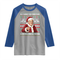 Funny Christmas Wish Billy Meme Raglan Shirt A 8 Ball and 2 Million Dollars Baby Uncle Cosplay Santa - Wonder Print Shop