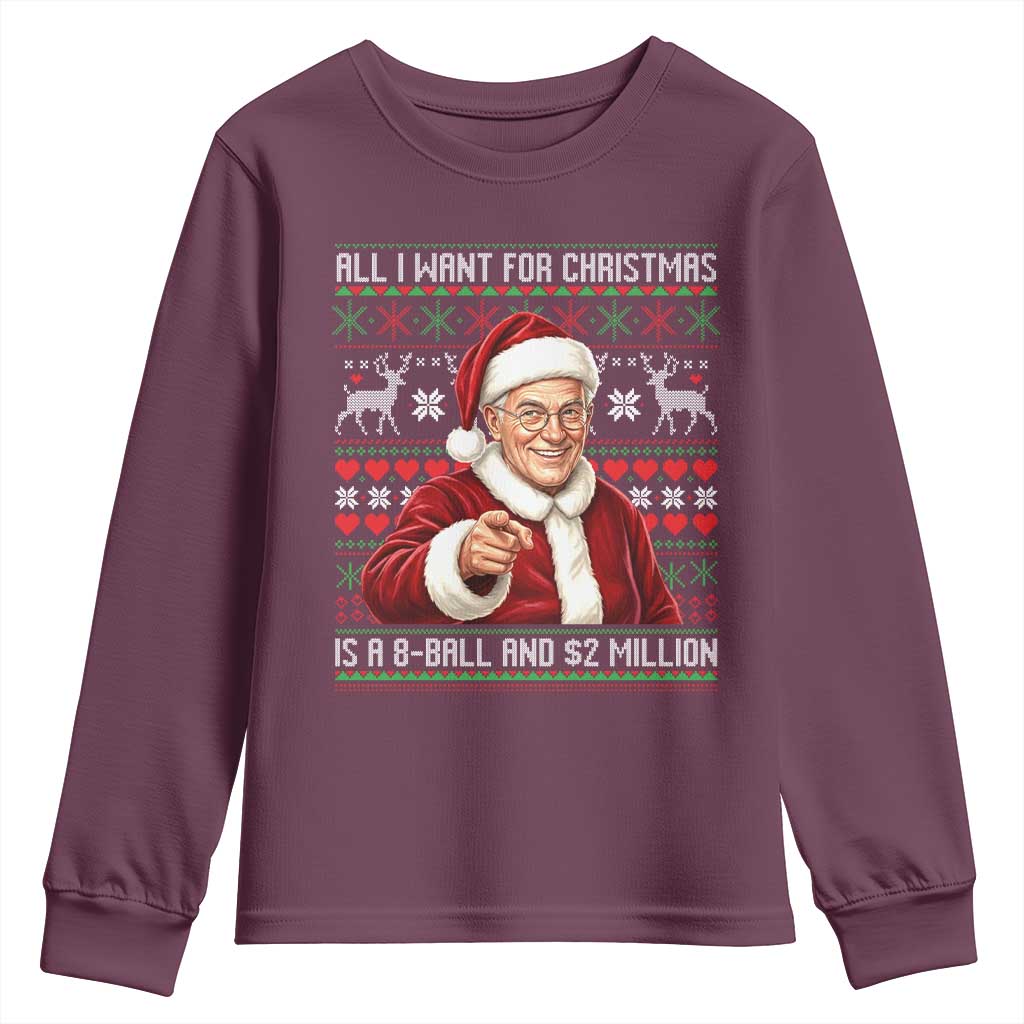 Funny Christmas Wish Billy Meme Youth Sweatshirt A 8 Ball and 2 Million Dollars Baby Uncle Cosplay Santa - Wonder Print Shop