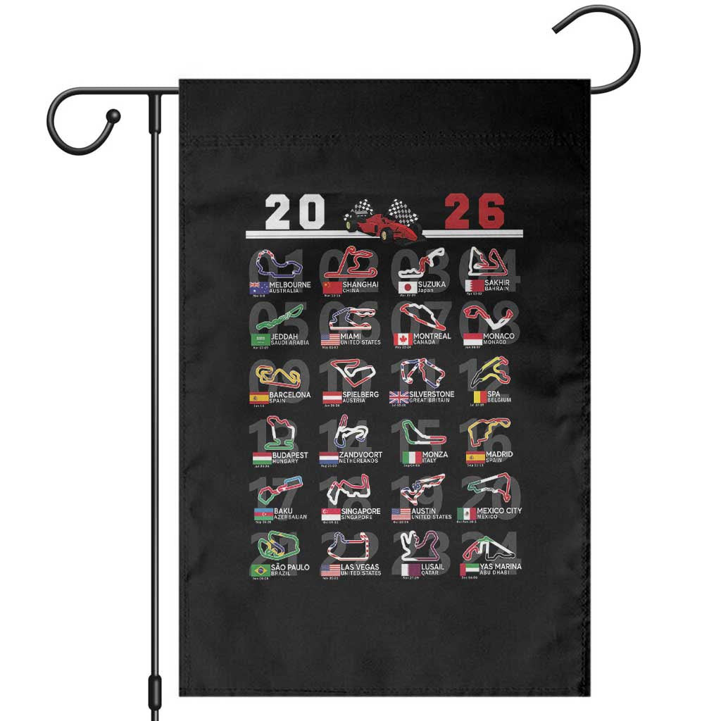 2026 Car Racing Circuit Garden Flag International Race Track Schedule Graphic with Flags - Wonder Print Shop