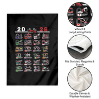 2026 Car Racing Circuit Garden Flag International Race Track Schedule Graphic with Flags - Wonder Print Shop