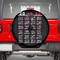 2026 Car Racing Circuit Spare Tire Cover International Race Track Schedule Graphic with Flags - Wonder Print Shop