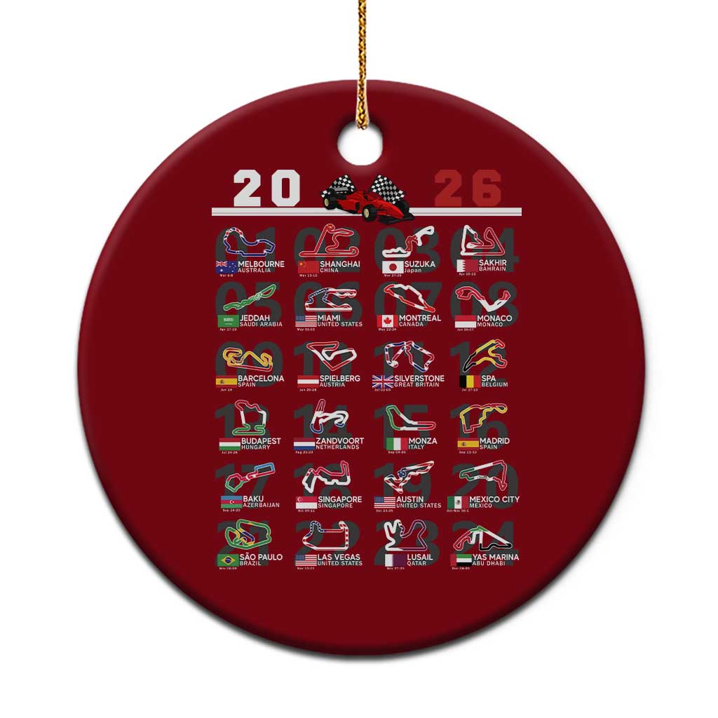 2026 Car Racing Circuit Ceramic Ornament International Race Track Schedule Graphic with Flags - Wonder Print Shop