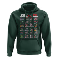 2026 Car Racing Circuit Hoodie International Race Track Schedule Graphic with Flags - Wonder Print Shop