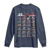 2026 Car Racing Circuit Long Sleeve Shirt International Race Track Schedule Graphic with Flags - Wonder Print Shop