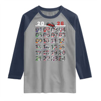 2026 Car Racing Circuit Raglan Shirt International Race Track Schedule Graphic with Flags - Wonder Print Shop