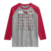 2026 Car Racing Circuit Raglan Shirt International Race Track Schedule Graphic with Flags - Wonder Print Shop