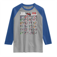 2026 Car Racing Circuit Raglan Shirt International Race Track Schedule Graphic with Flags - Wonder Print Shop