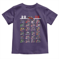 2026 Car Racing Circuit Toddler T Shirt International Race Track Schedule Graphic with Flags - Wonder Print Shop