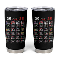 2026 Car Racing Circuit Tumbler Cup International Race Track Schedule Graphic with Flags - Wonder Print Shop