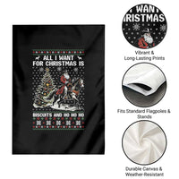 Funny Western Christmas Cowboy Santa Garden Flag All I Want for Christmas Is Biscuits and Ho Ho Ho - Wonder Print Shop