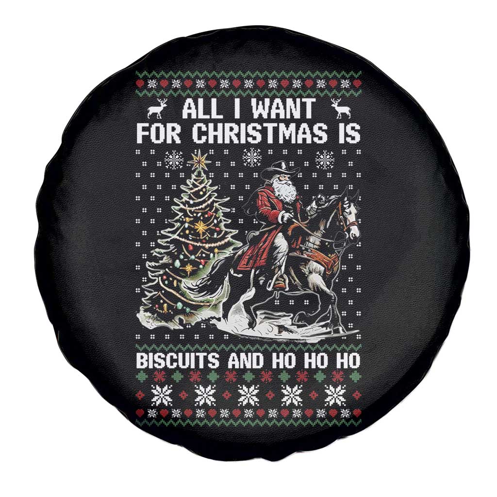 Funny Western Christmas Cowboy Santa Spare Tire Cover All I Want for Christmas Is Biscuits and Ho Ho Ho - Wonder Print Shop
