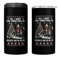 Funny Western Christmas Cowboy Santa 4 in 1 Can Cooler Tumbler All I Want for Christmas Is Biscuits and Ho Ho Ho - Wonder Print Shop