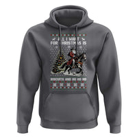Funny Western Christmas Cowboy Santa Hoodie All I Want for Christmas Is Biscuits and Ho Ho Ho - Wonder Print Shop