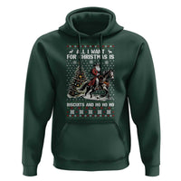 Funny Western Christmas Cowboy Santa Hoodie All I Want for Christmas Is Biscuits and Ho Ho Ho - Wonder Print Shop
