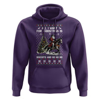 Funny Western Christmas Cowboy Santa Hoodie All I Want for Christmas Is Biscuits and Ho Ho Ho - Wonder Print Shop