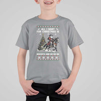 Funny Western Christmas Cowboy Santa T Shirt For Kid All I Want for Christmas Is Biscuits and Ho Ho Ho - Wonder Print Shop