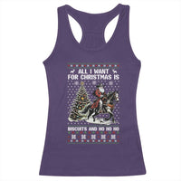 Funny Western Christmas Cowboy Santa Racerback Tank Top All I Want for Christmas Is Biscuits and Ho Ho Ho - Wonder Print Shop
