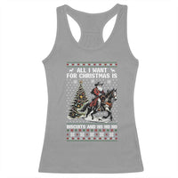 Funny Western Christmas Cowboy Santa Racerback Tank Top All I Want for Christmas Is Biscuits and Ho Ho Ho - Wonder Print Shop