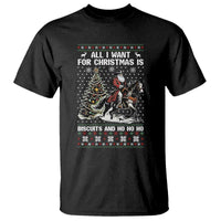 Funny Western Christmas Cowboy Santa T Shirt All I Want for Christmas Is Biscuits and Ho Ho Ho - Wonder Print Shop