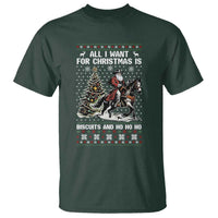 Funny Western Christmas Cowboy Santa T Shirt All I Want for Christmas Is Biscuits and Ho Ho Ho - Wonder Print Shop