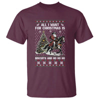 Funny Western Christmas Cowboy Santa T Shirt All I Want for Christmas Is Biscuits and Ho Ho Ho - Wonder Print Shop