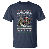 Funny Western Christmas Cowboy Santa T Shirt All I Want for Christmas Is Biscuits and Ho Ho Ho - Wonder Print Shop