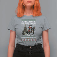 Funny Western Christmas Cowboy Santa T Shirt For Women All I Want for Christmas Is Biscuits and Ho Ho Ho - Wonder Print Shop